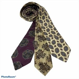 Lot of 3 Men’s Cream and Plum Dress Ties